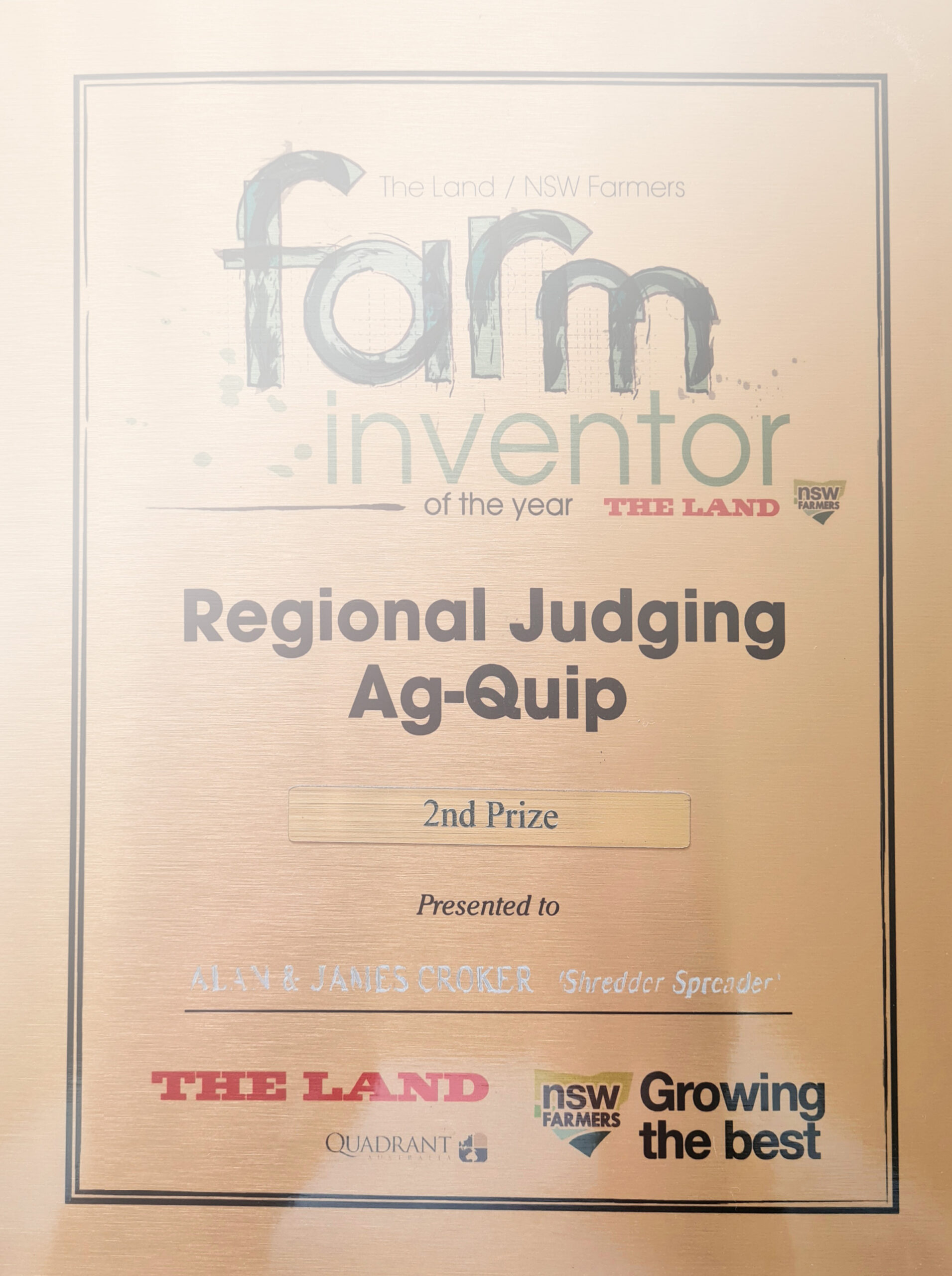 Awards shield Ag Quip